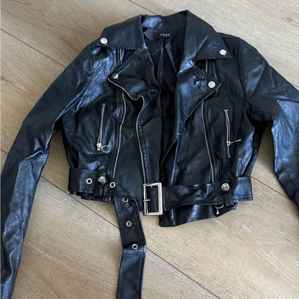Trac Women's Leather Jacket with Silver Accents